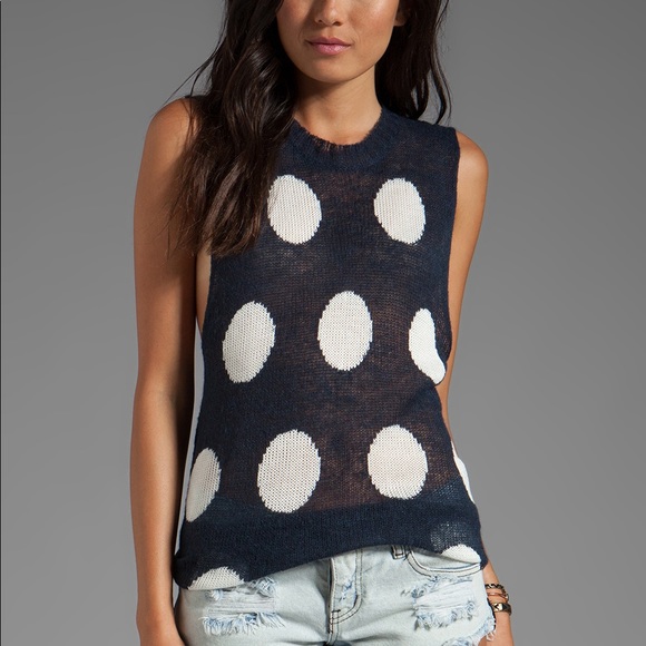WILDFOX. Navy Polka Dot Sweater Tank! - Picture 5 of 9